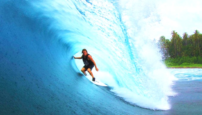 Surfing at serenity sea shore