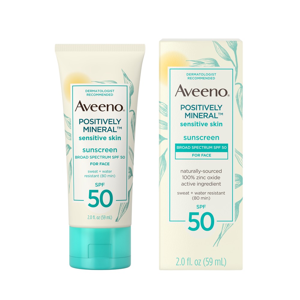 2. Aveeno Positively Mineral Sensitive Skin Sunscreen